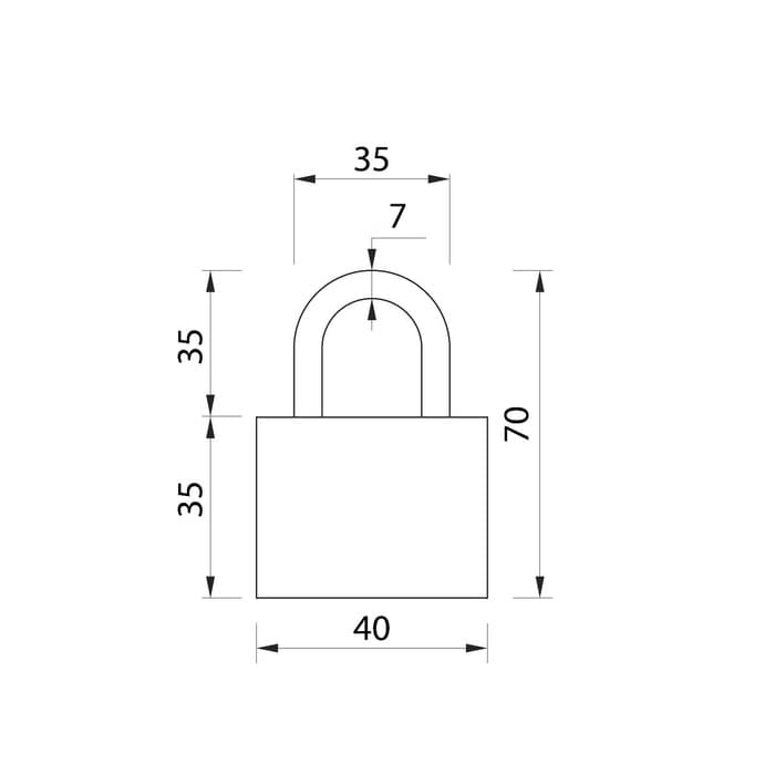 Замок навесной, 43×70 мм, 3 ключа