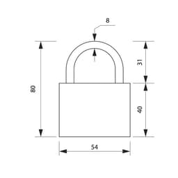 Замок навесной, 54×80 мм, 3 ключа