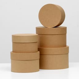 Набор круглых коробок 5 в 1 «Крафт однотонный», 22×22×14- 14×14×10 см
