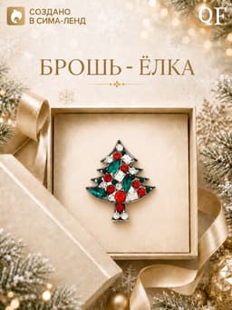 Брошь новогодняя «Маленькая ёлочка», разноцветная в чернёном серебре