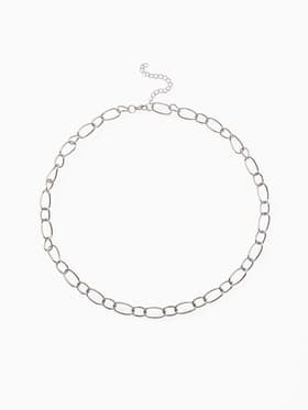 Колье «Цепь», разные звенья, цвет серебро, L=55 см