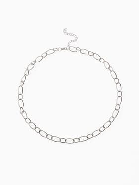 Колье «Цепь», разные звенья, цвет серебро, L=55 см