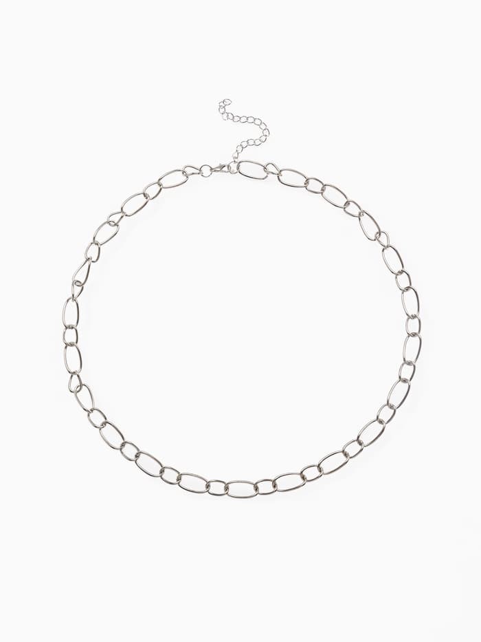 Колье «Цепь», разные звенья, цвет серебро, L=55 см