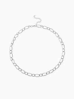 Колье «Цепь», разные звенья, цвет серебро, L=55 см
