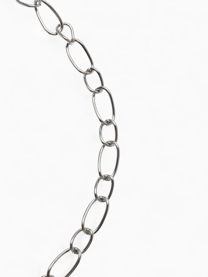 Колье «Цепь», разные звенья, цвет серебро, L=55 см