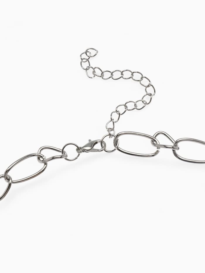 Колье «Цепь», разные звенья, цвет серебро, L=55 см