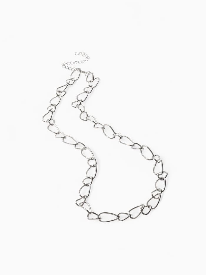 Колье «Цепь», разные звенья, цвет серебро, L=55 см