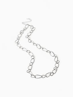 Колье «Цепь», разные звенья, цвет серебро, L=55 см
