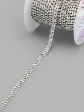 Цепь со стразами, 2 ряда, металл, стекло, 4 мм, 4.5±0.5 м, цвет серебряный