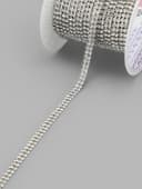 Цепь со стразами, 2 ряда, металл, стекло, 4 мм, 4.5±0.5 м, цвет серебряный