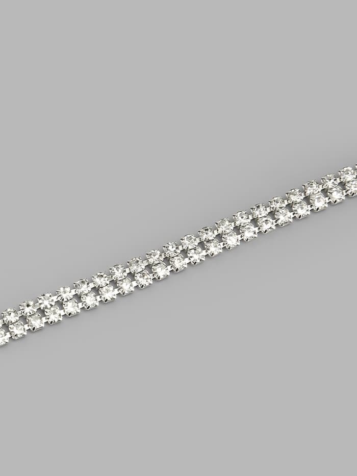 Цепь со стразами, 2 ряда, металл, стекло, 4 мм, 4.5±0.5 м, цвет серебряный