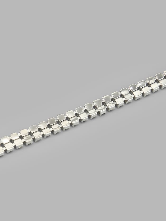 Цепь со стразами, 2 ряда, металл, стекло, 4 мм, 4.5±0.5 м, цвет серебряный