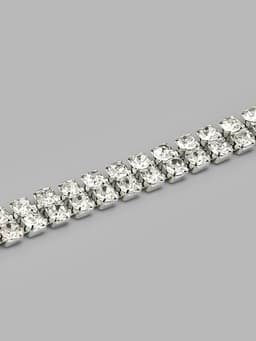 Цепь со стразами, 2 ряда, металл, стекло, 4 мм, 4.5±0.5 м, цвет серебряный