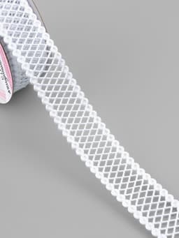 Лента фигурная «Ромбы резные», 25 мм, 9±0.5 м, белая