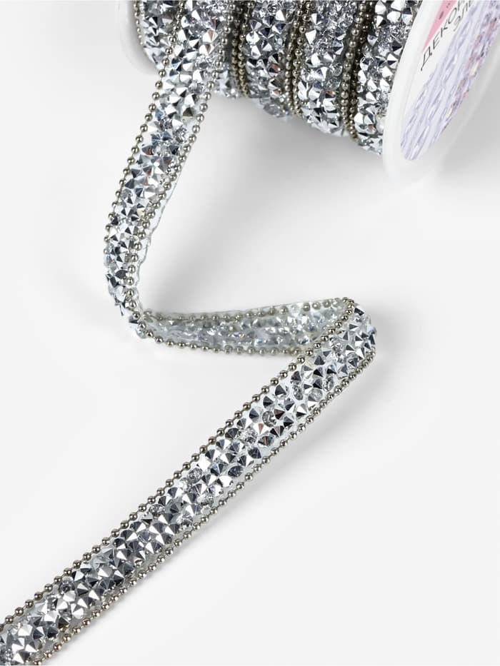 Стразы и бусины термоклеевые, 10 мм, 4.5±0.5 м, цвет серебряный