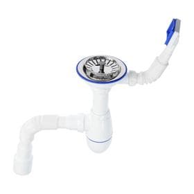 Сифон для мойки Unicorn B425P, 3 1/2"х40 мм, прямоуг.перелив, пласт.ручка, с гофрой 40/50 мм