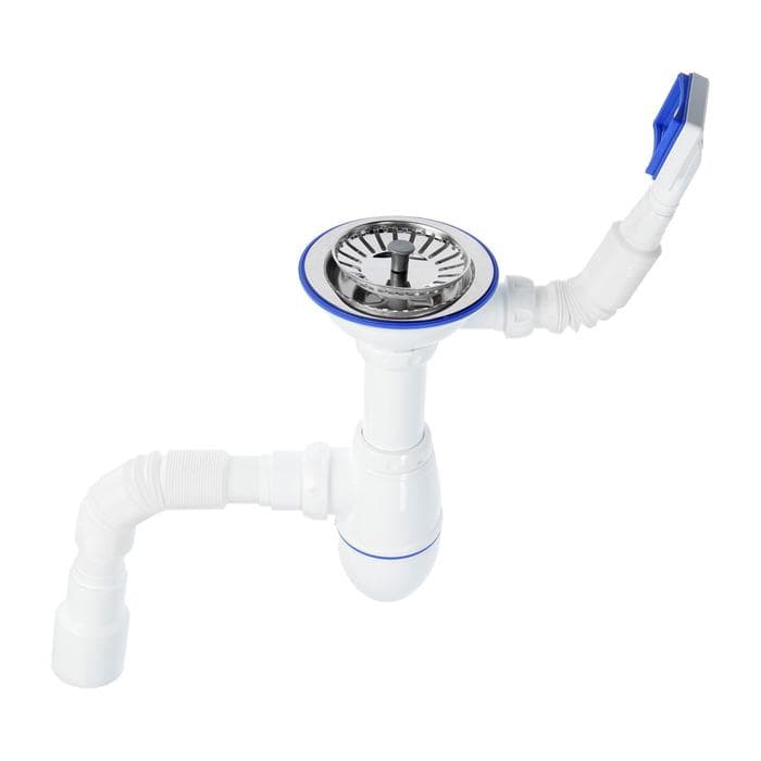 Сифон для мойки Unicorn B425P, 3 1/2"х40 мм, прямоуг.перелив, пласт.ручка, с гофрой 40/50 мм