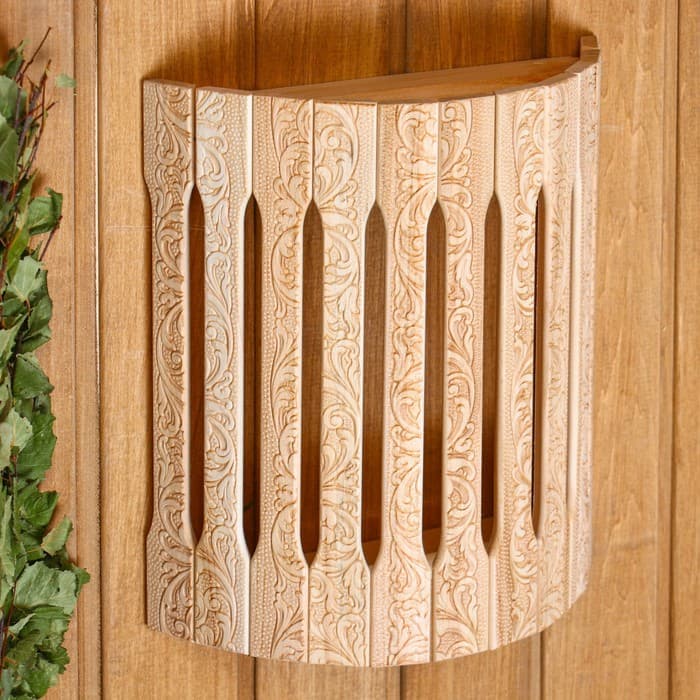 Абажур для бани и сауны «Русские узоры», липа, 31×27×11 см, настенный угловой, «Добропаровъ»