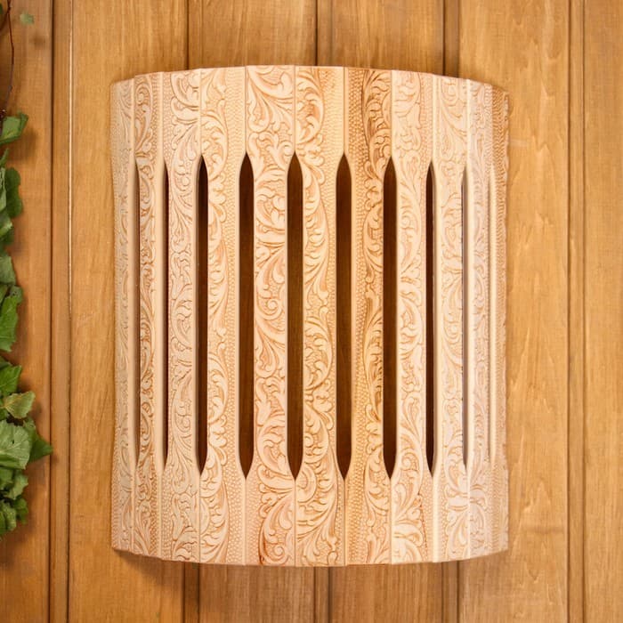 Абажур для бани и сауны «Русские узоры», липа, 31×27×11 см, настенный угловой, «Добропаровъ»