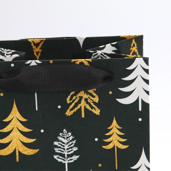 Пакет под бутылку подарочный новогодний ламинированный «Ёлки», 13×36×10 см