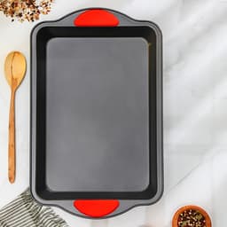 Противень для выпечки Доляна «Софт. Прямоугольник», 40.5×25.5×5.5 см, с силиконовыми ручками, антипригарное покрытие, чёрный