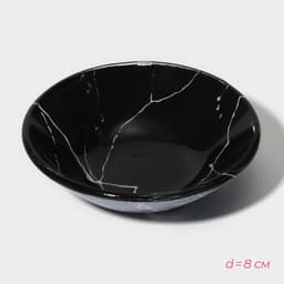 Набор для суши Доляна «Марбл чёрная», 3 предмета: соусники 8×2 см, 8×6 см, подставка 25×15 см, стекло