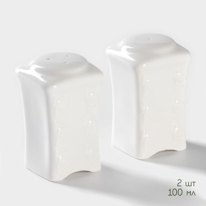 Банки для хранения специй и соусов BellaTenero, 6 предметов: солонка 100 мл, банка 200 мл, соусник 200 мл, на бамбуковой подставке, фарфор, белые