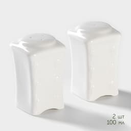 Банки для хранения специй и соусов BellaTenero, 6 предметов: солонка 100 мл, банка 200 мл, соусник 200 мл, на бамбуковой подставке, фарфор, белые