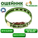 Ошейник брезентовый однослойный, безразмерный, 57×2.5 см, ОШ 25-45 см, хаки, зелёный