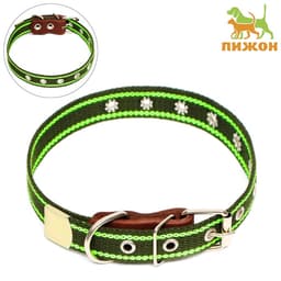 Ошейник брезентовый однослойный, безразмерный, 57×2.5 см, ОШ 25-45 см, хаки, зелёный