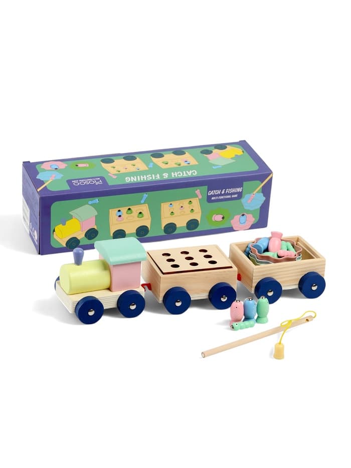 Развивающая игра 3в1 «Паровозик», рыбалка, каталка, сортер, 35×11×10 см