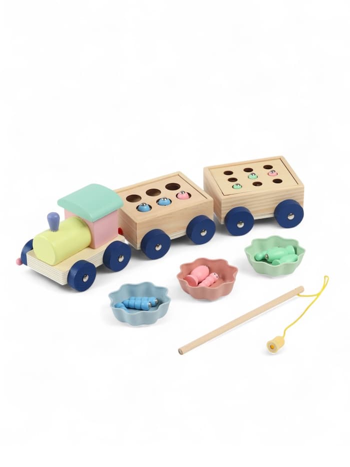 Развивающая игра 3в1 «Паровозик», рыбалка, каталка, сортер, 35×11×10 см