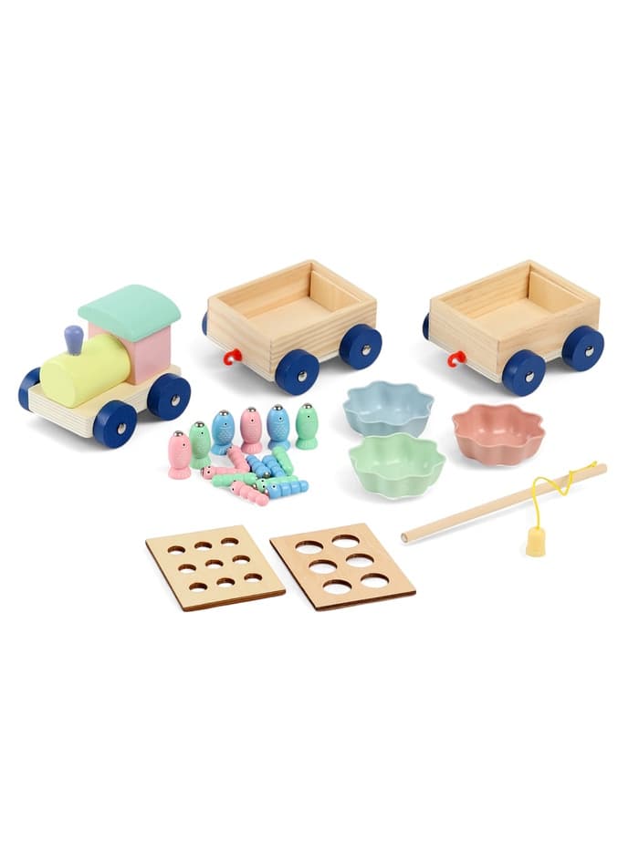 Развивающая игра 3в1 «Паровозик», рыбалка, каталка, сортер, 35×11×10 см