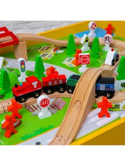 Железная дорога, 90 элементов, стол в комплекте, 100×55×40 см