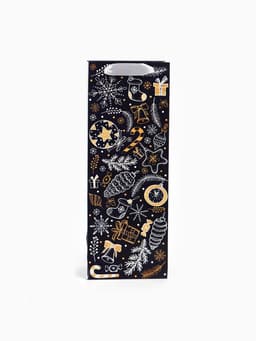 Пакет под бутылку подарочный новогодний ламинированный Happy New Year, 13×35×10 см