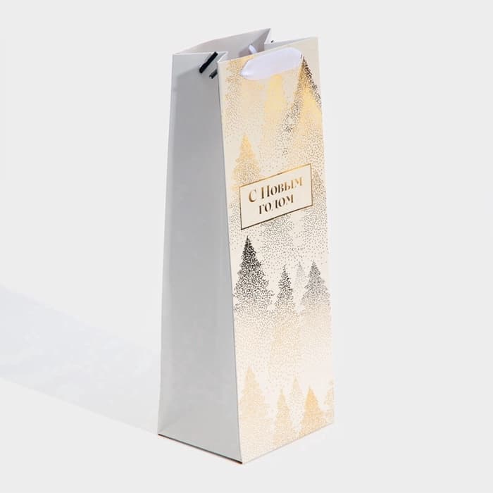 Пакет новогодний подарочный под бутылку «С Новым годом», 13×35×10 см