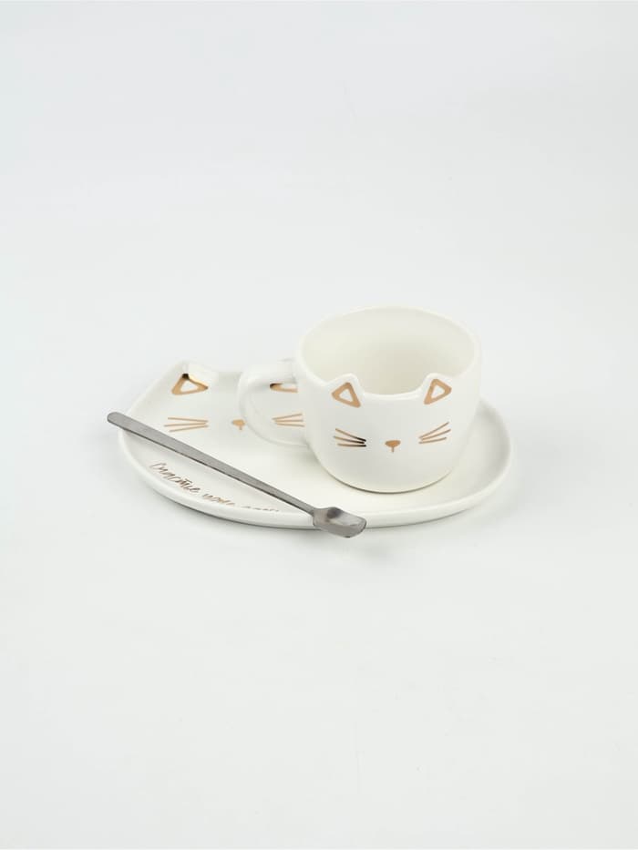 Чайная пара «Счастье уже здесь»: кружка 200 мл, блюдце 18×11 см, ложка