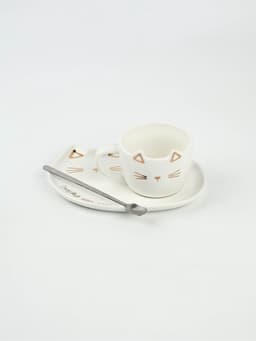 Чайная пара «Счастье уже здесь»: кружка 200 мл, блюдце 18×11 см, ложка