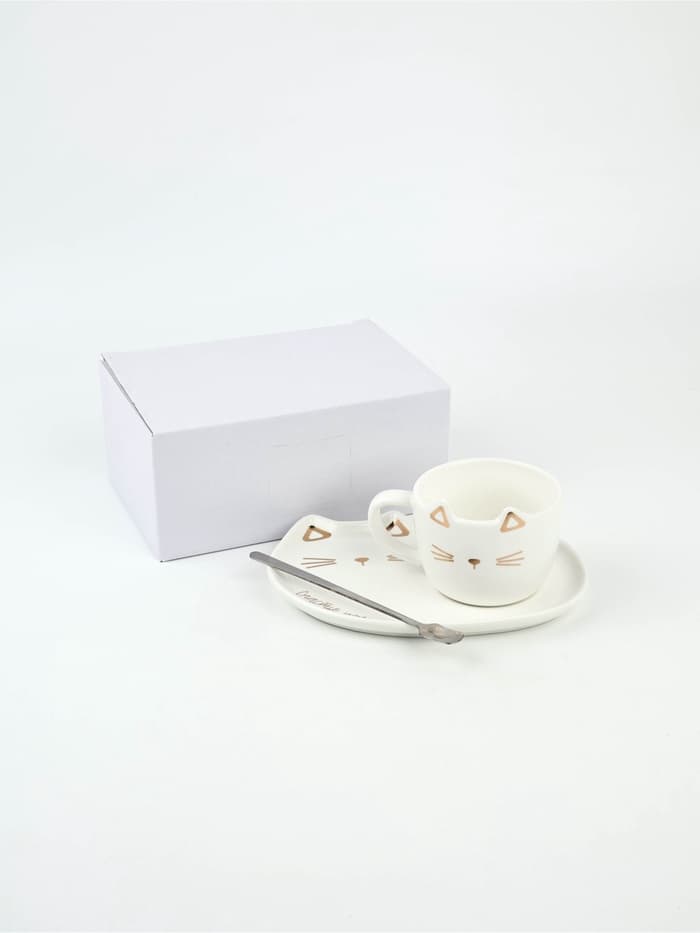 Чайная пара «Счастье уже здесь»: кружка 200 мл, блюдце 18×11 см, ложка