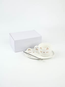 Чайная пара «Счастье уже здесь»: кружка 200 мл, блюдце 18×11 см, ложка