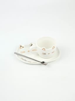 Чайная пара «Счастье уже здесь»: кружка 200 мл, блюдце 18×11 см, ложка