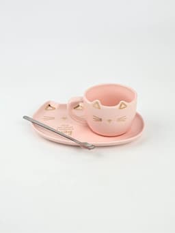 Чайная пара «Мяу»: кружка 200 мл, блюдце 18×11 см, ложка