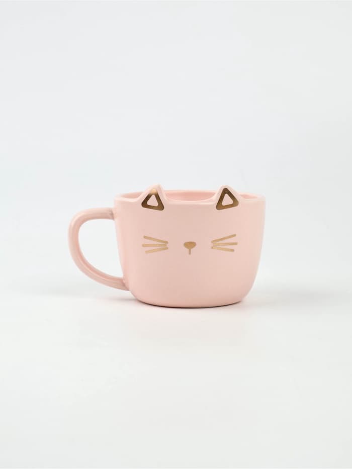 Чайная пара «Мяу»: кружка 200 мл, блюдце 18×11 см, ложка