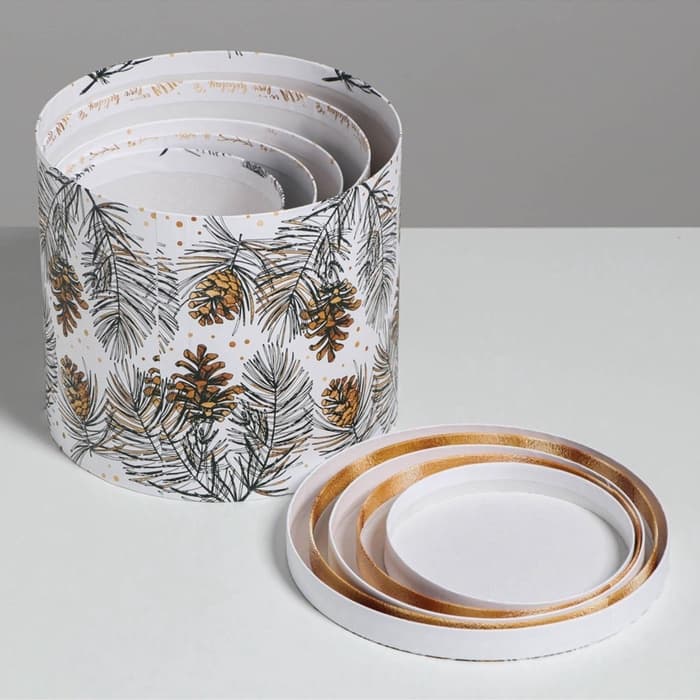 Набор подарочных коробок 5 в 1 «Белое золото», 13×14‒19.5×22 см, Новый год