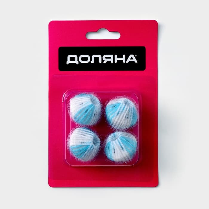 Шарики для стирки белья Доляна, d=3.3 см, 4 шт., бело-голубые