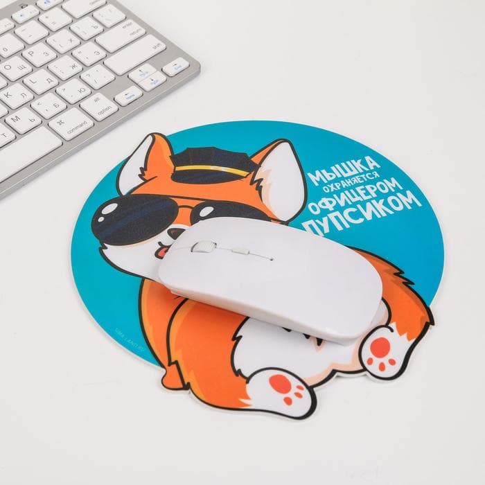 Коврик для компьютерной мыши «Мышка охраняется офицерским пупсиком», 22×19 см