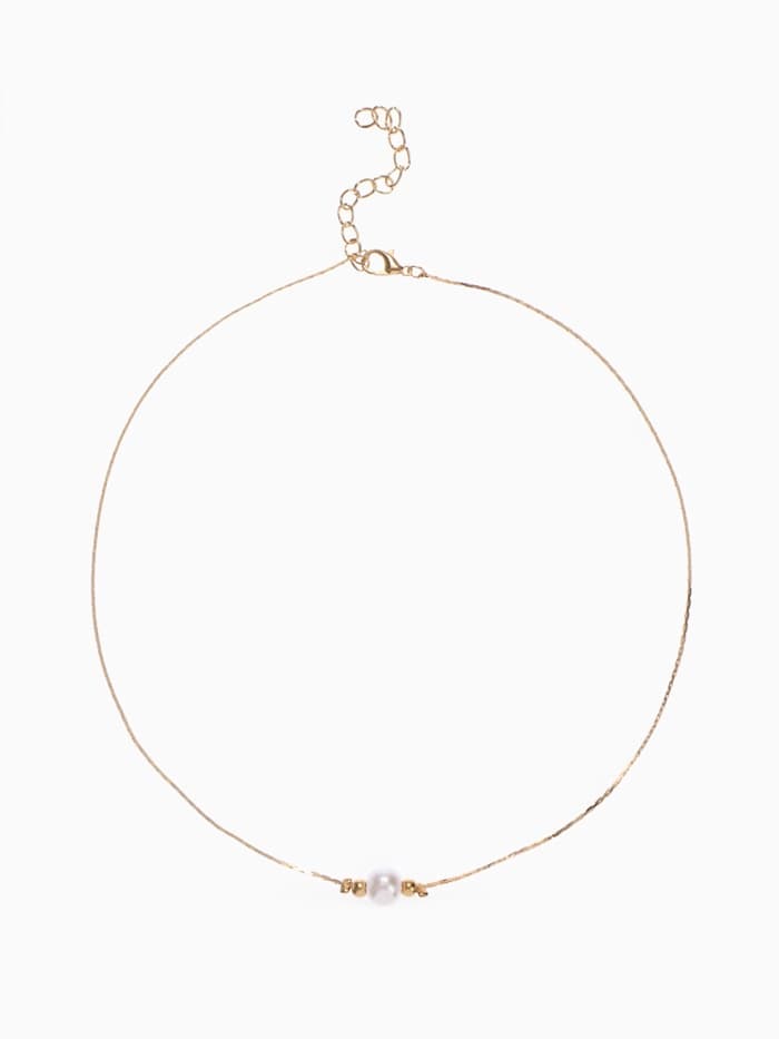 Кулон на цепочке «Жемчужина», белый в золоте, 39 см