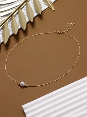 Кулон на цепочке «Жемчужина», белый в золоте, 39 см