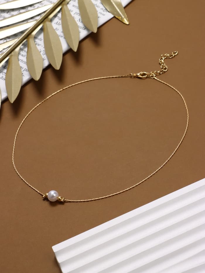 Кулон на цепочке «Жемчужина», белый в золоте, 39 см