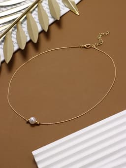 Кулон на цепочке «Жемчужина», белый в золоте, 39 см